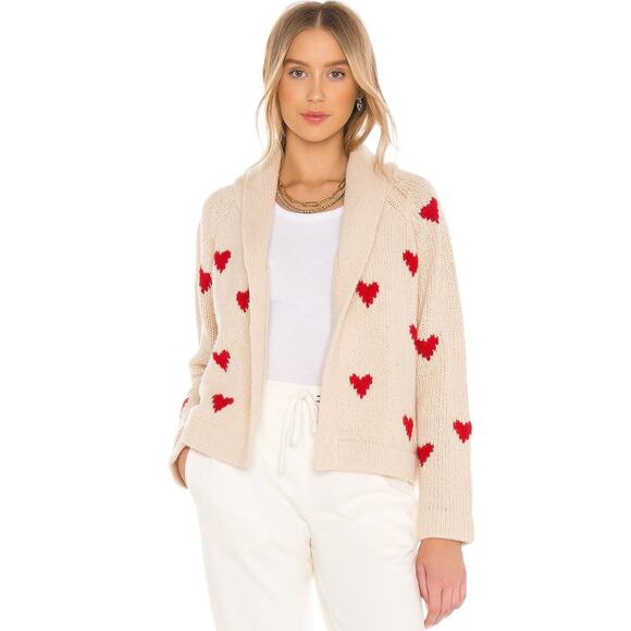 The GREAT. The Heart Lodge Cardigan. Cream & Holly Hearts Size 1|S - Picture 3 of 10